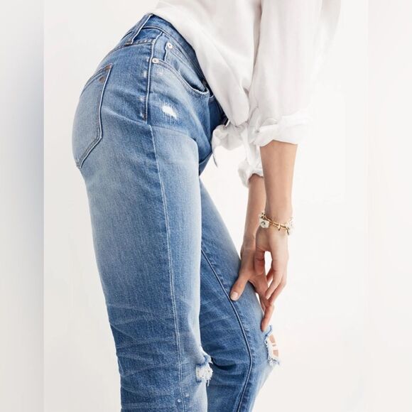 Madewell The High-Rise Slim Crop Boyjean: Knee-Rip Edition size 27 - Picture 3 of 15